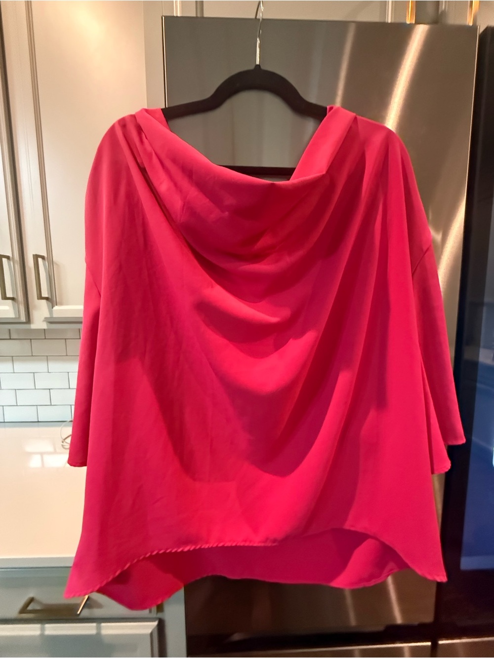 Aritzia Draped Cowl Neck Top in Bright Pink